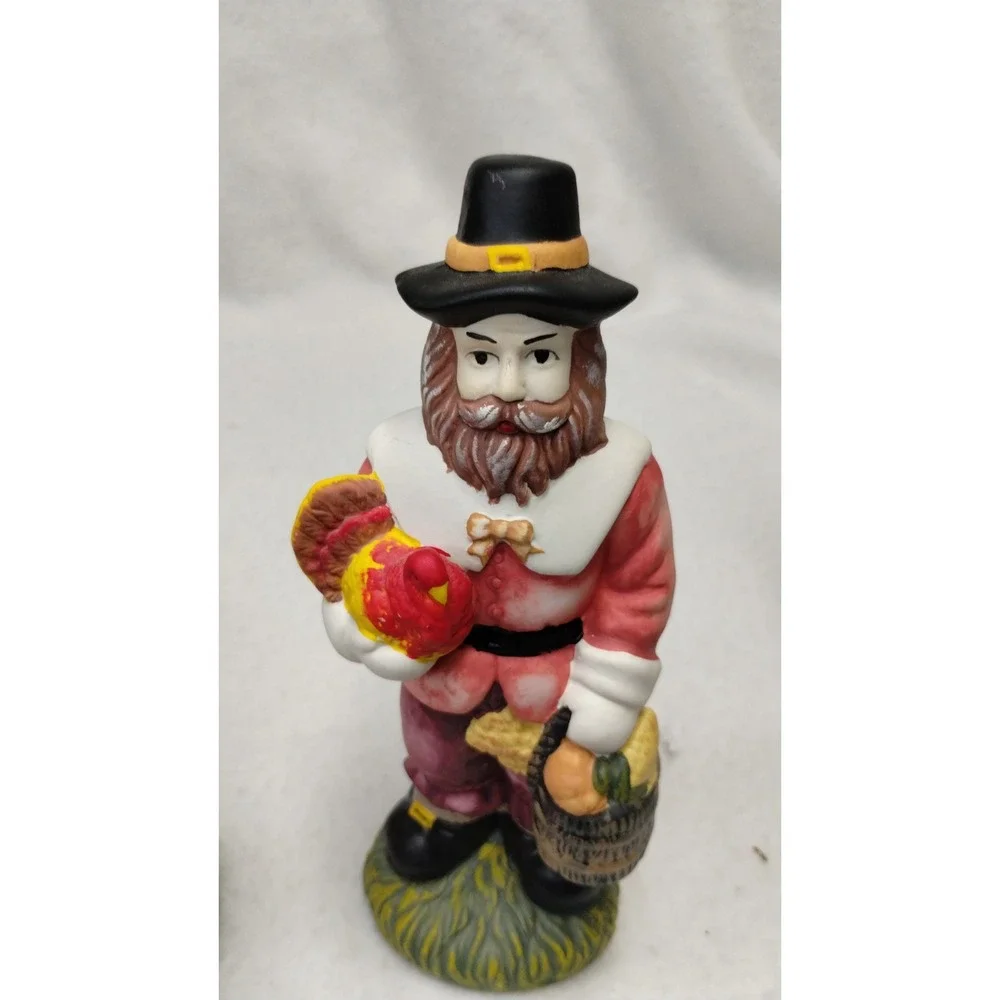 Thanksgiving Pilgrim Figurine Set Couple Harvest‎ Fall Farmhouse Holiday Decor